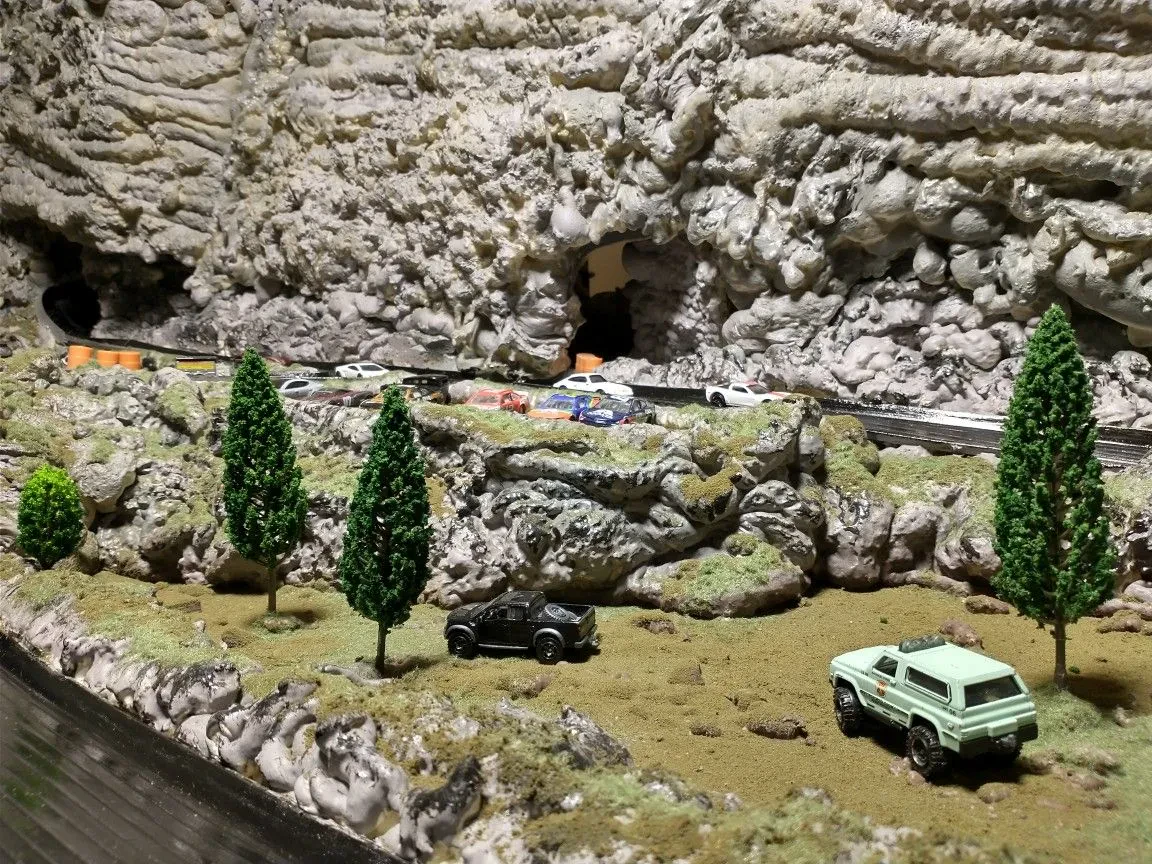 Elaborate diecast race track with loops