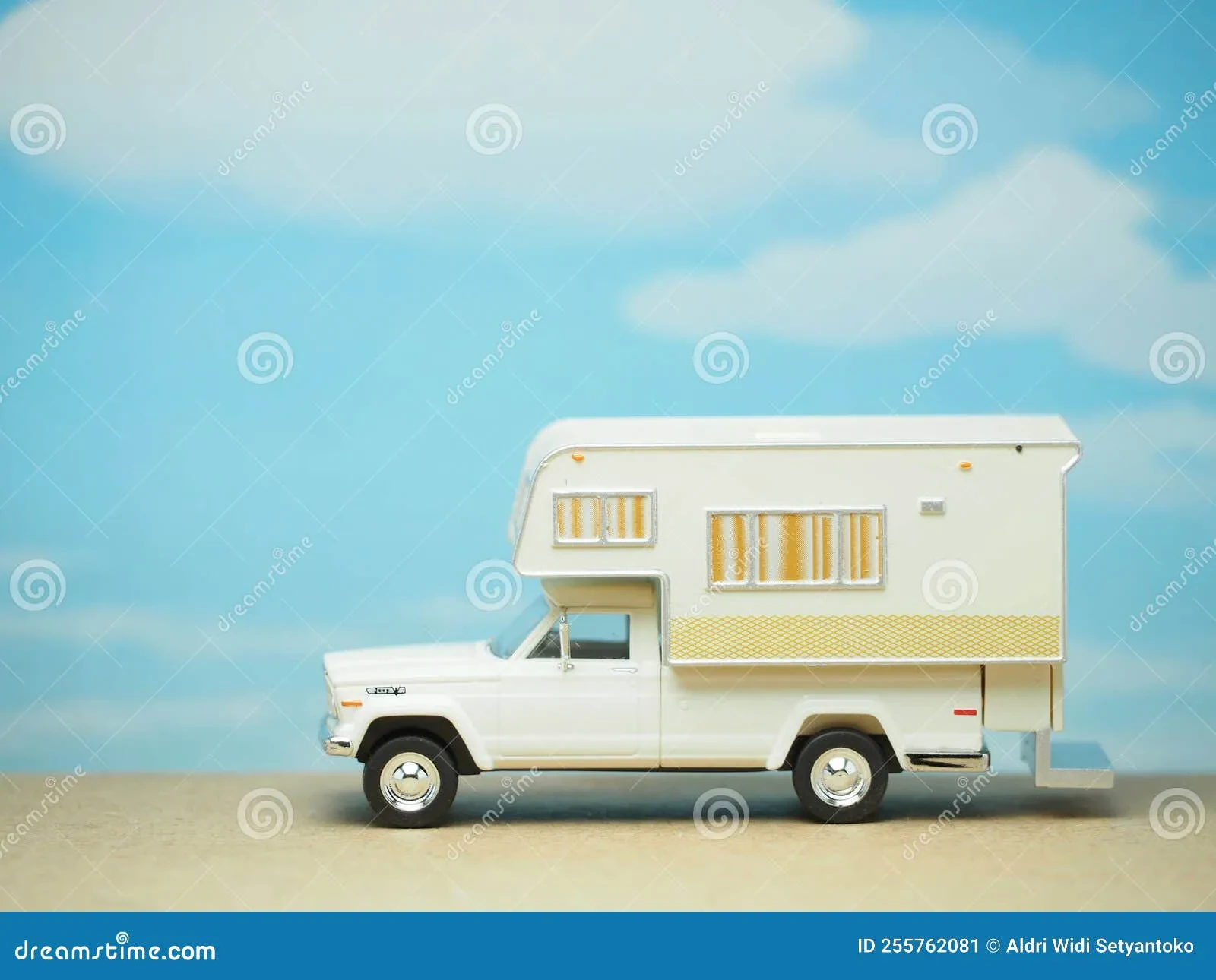 Close-up of diecast caravan detail