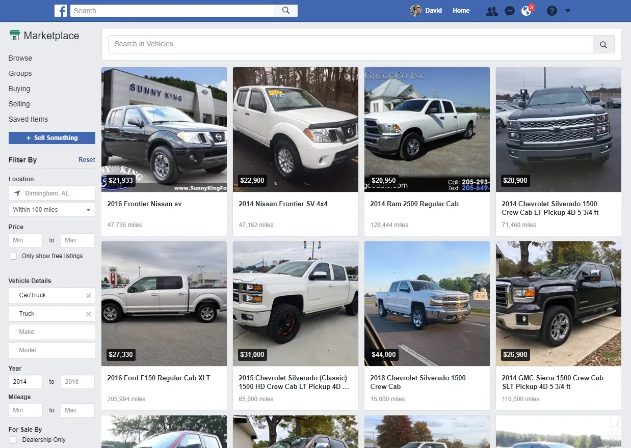 Screenshot of online marketplace with diecast airplanes