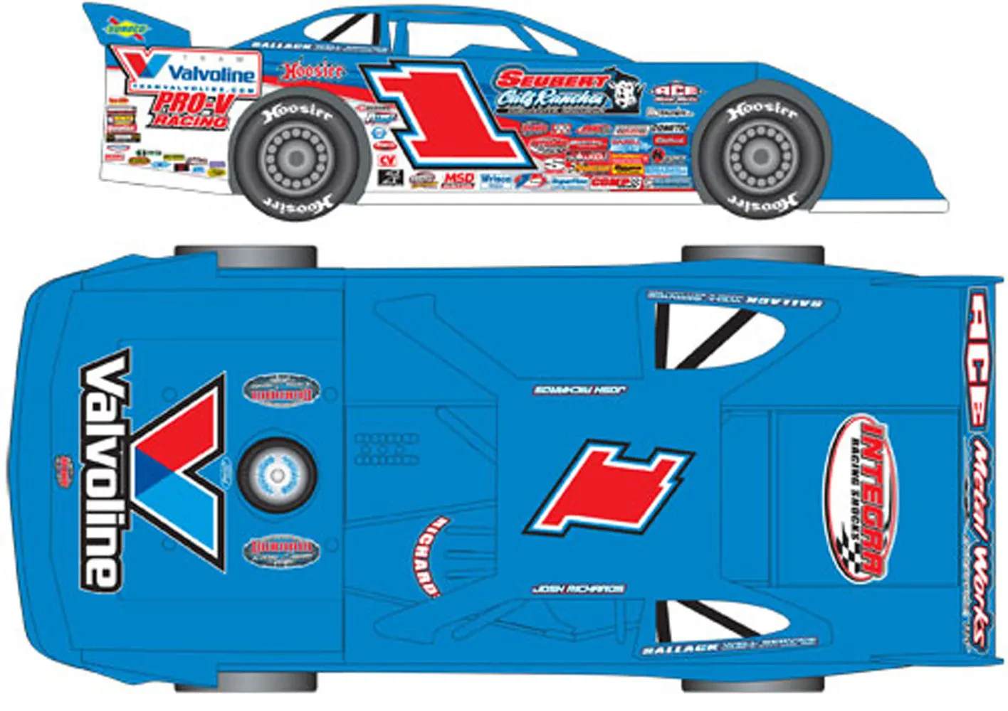 Close-up of Dirt Late Model Diecast Car Details