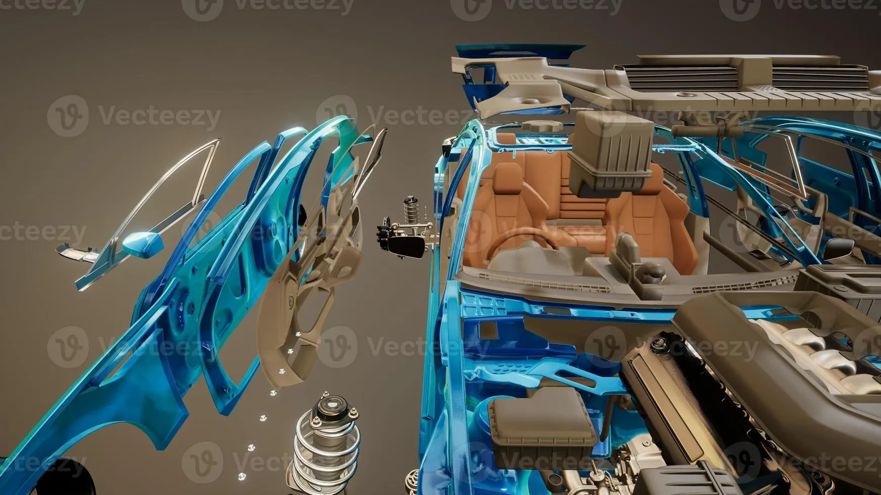 Disassembled diecast car