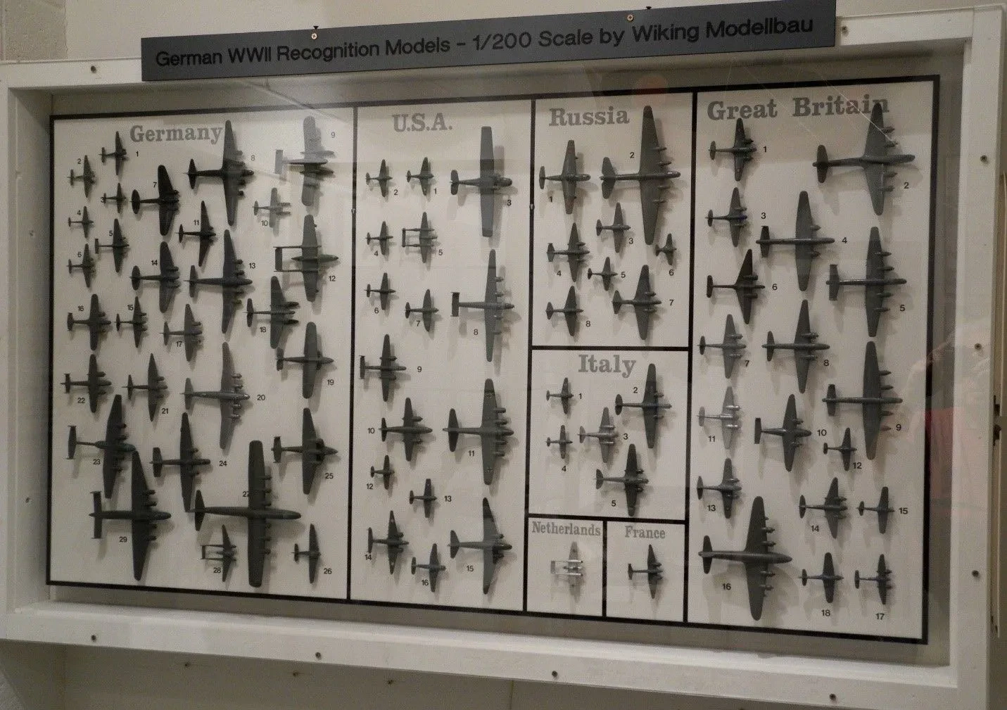 Display case with model airplanes