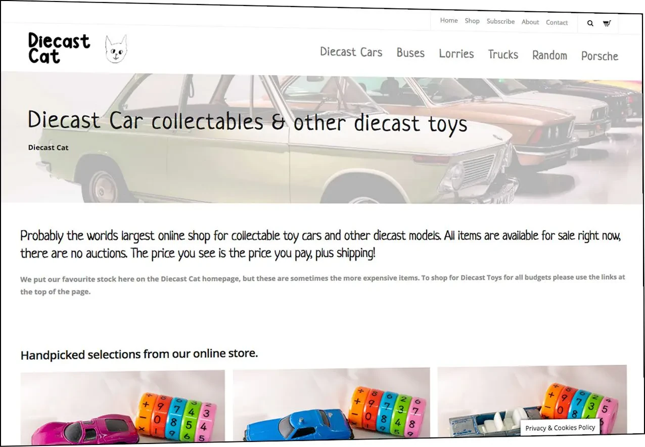 Online diecast store website