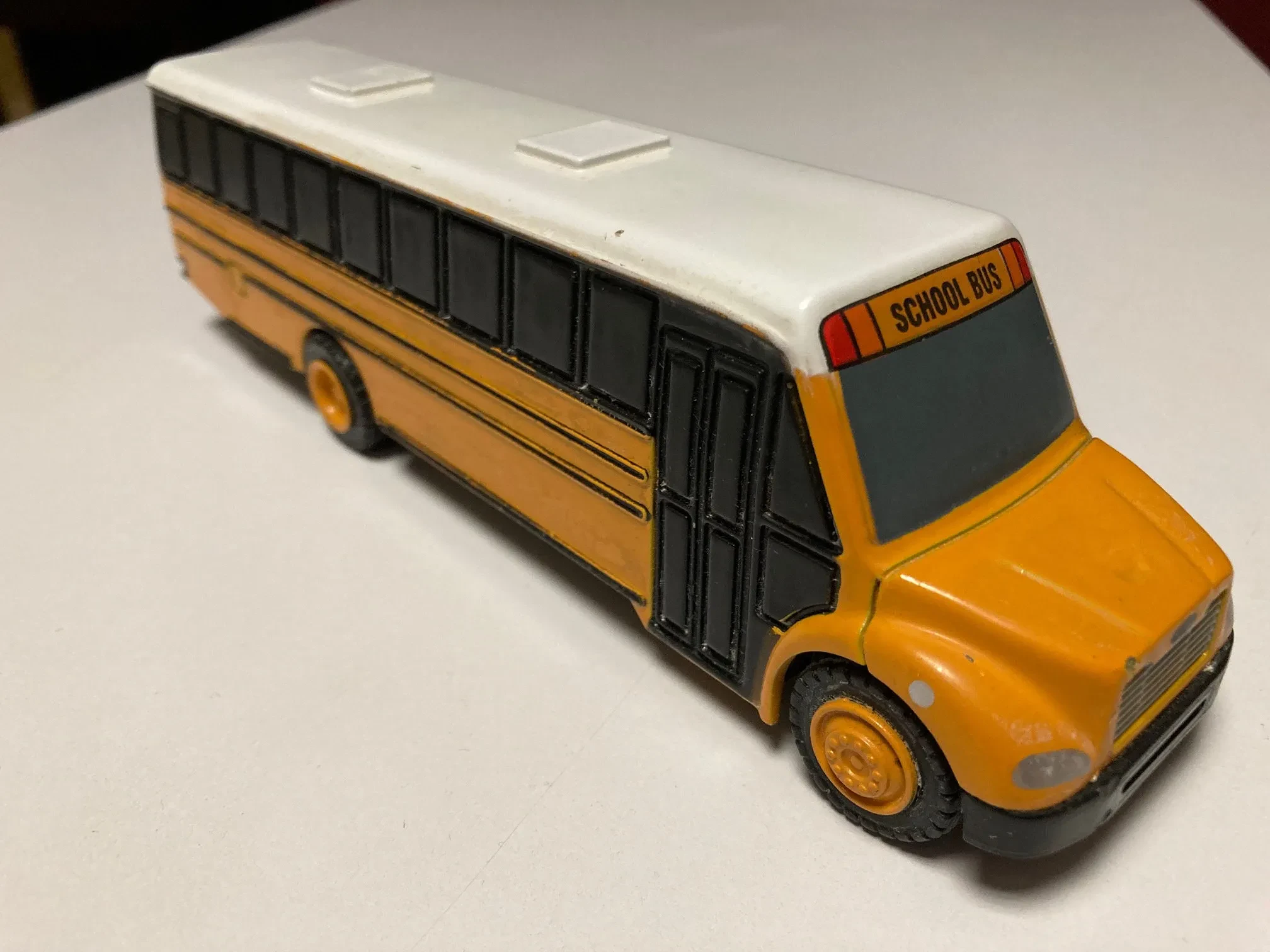 Diecast school bus diorama